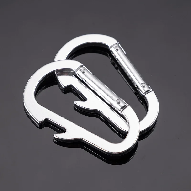 Customized Everest new D Shape Multifunction Aluminum Carabiner with Bottle Opener chain hook for camping hiking