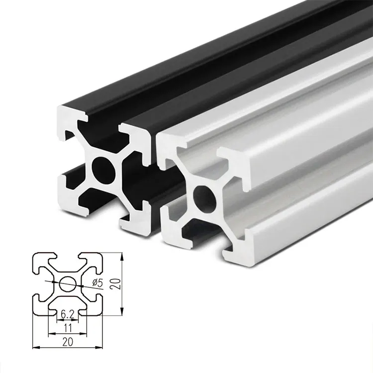 2020 v-slot frame al aluminium 2020 vslot t6 aluminum extrusion black anodized V linear rail t slot 2020 extrus aluminum profil