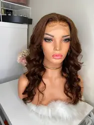 180% Density Light Brown Natural Color Human Hair Wigs For Black Women Brazilian Virgin Hair Transparent Lace Front Wig