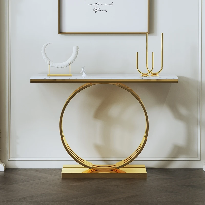 2021luxury marble top stainless steel base hallway corner console table decorative living room
