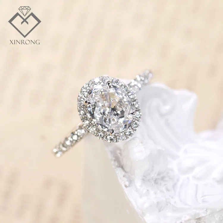 
Classic eternity 14K gold finger ring 1~3ct FGH VS SI diamant ring IGI certified lab oval engagement CVD diamond ring For lady 