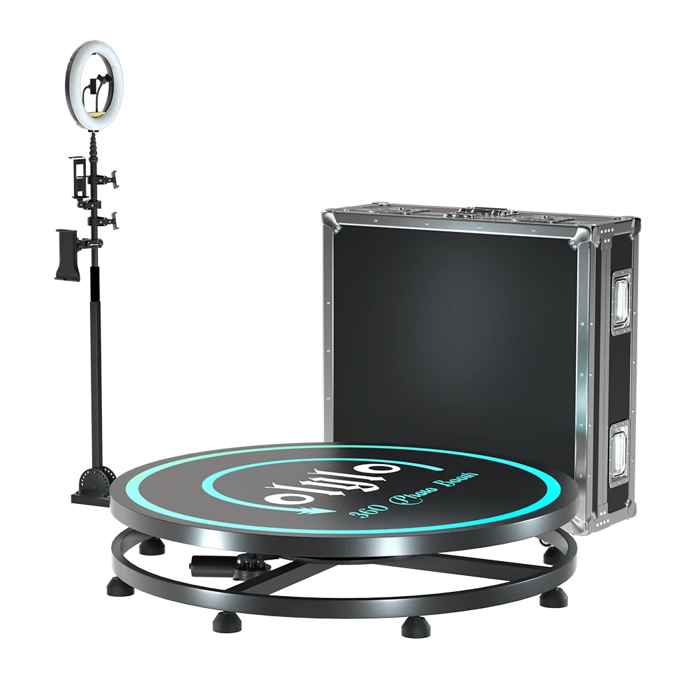 115cm Video Photo Booth Photobooth Tempered Led Glass Infinity 360 Photo Booth Automatic With Flight Case