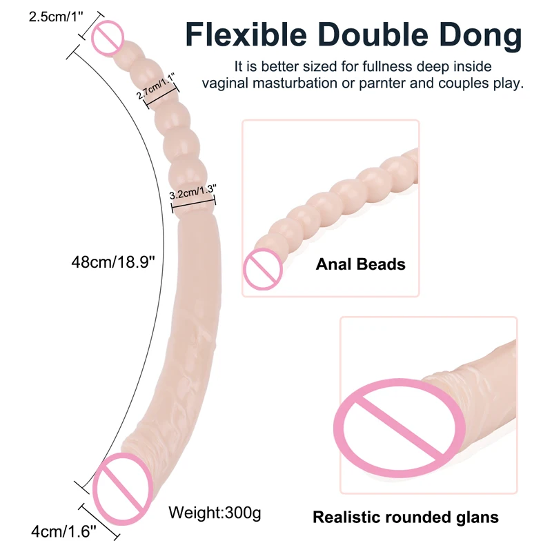 Online Shop Hot Sale long realistic huge silicone penis dildo anal ended headed double dildo for gay couple
