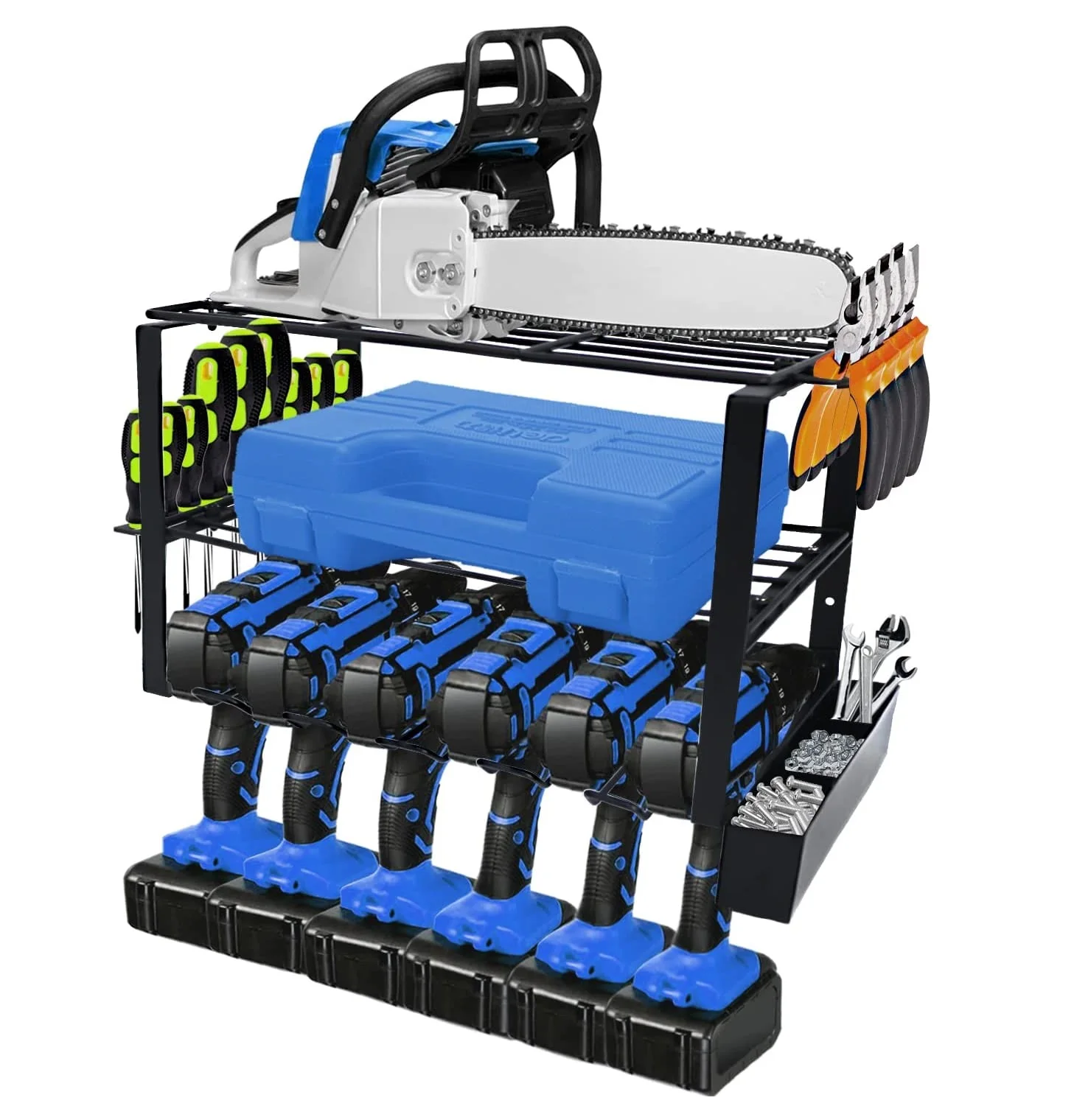 Wall Mounted Metal Power Tool Organizer Tool Shelf for Garage Warehouse