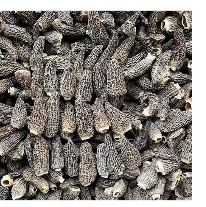 Seasonal New Crop Cutting stems Handle 3-5cm Black Morel mushrooms Yunnan Morchella Mushroom Dried Morel  Morchella Mushroom
