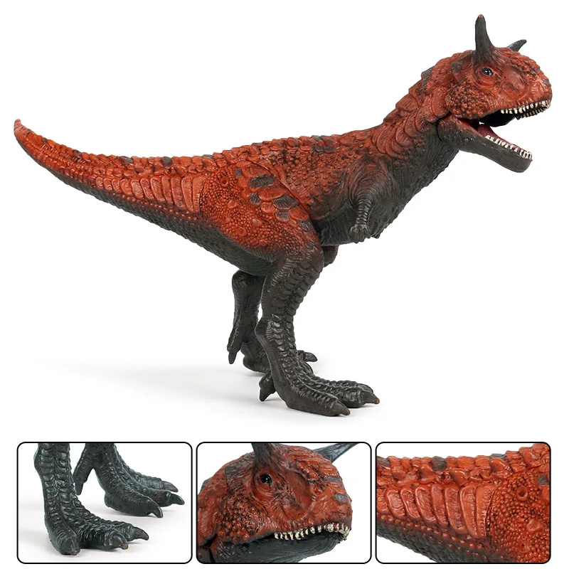 Oenux Wholesale PVC Animals Toy Jurassic Dinosaur Carnivorous Carnotaurus Mouth Can Open Action Figures Plastic  Model
