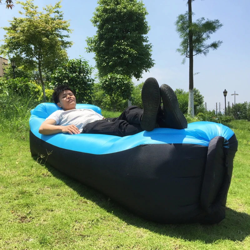 
Hot sale loafer pillow inflatable sofa outdoor beach portable air sofa bed patchwork loafer sleeping bag bed 