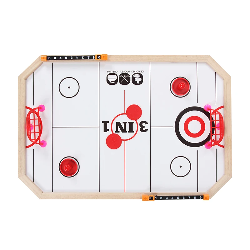 Huangguan 20 Inch 5 in 1 Solid Wood Game Board Include Floorball  Hockey Backgammon Bouncing Chess Curling For Toys Gifts