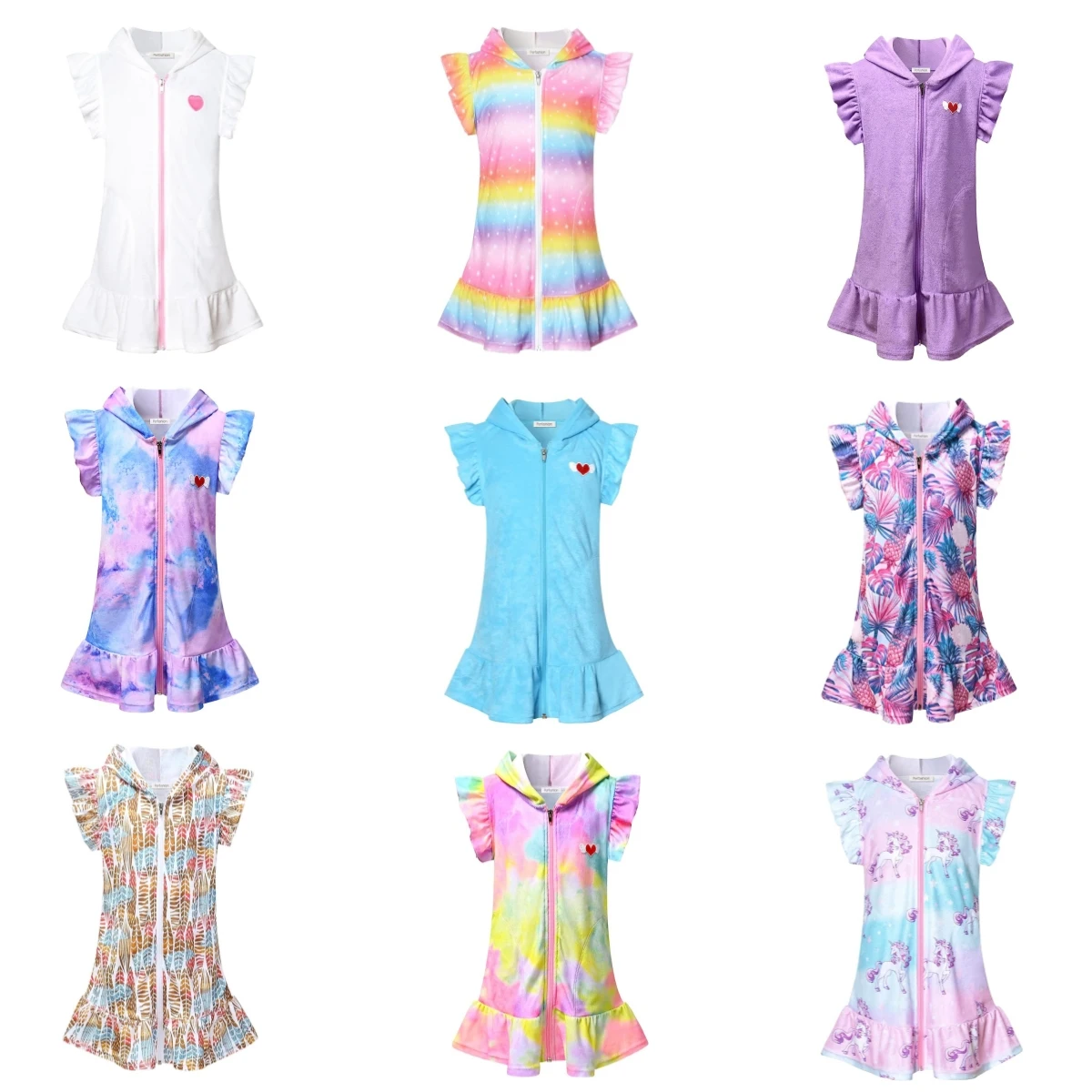 YIwu Yiyuan Customization Swimsuit for girls chunky flannelette bathing suit place top hooded zipper beach bathrobe