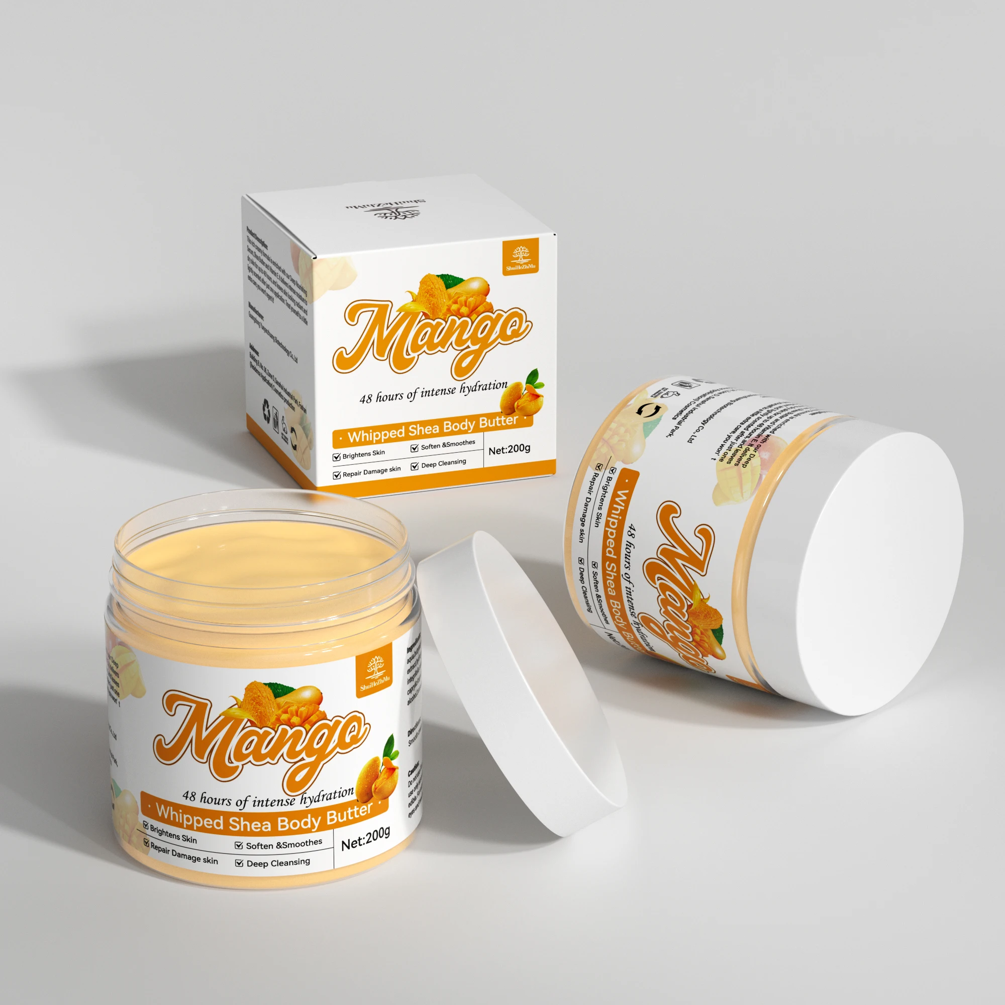 Wholesale Custom Body Butter Moisturizing Cream Vegan Organic Whipped Rose Mango Coconut Body Butter
