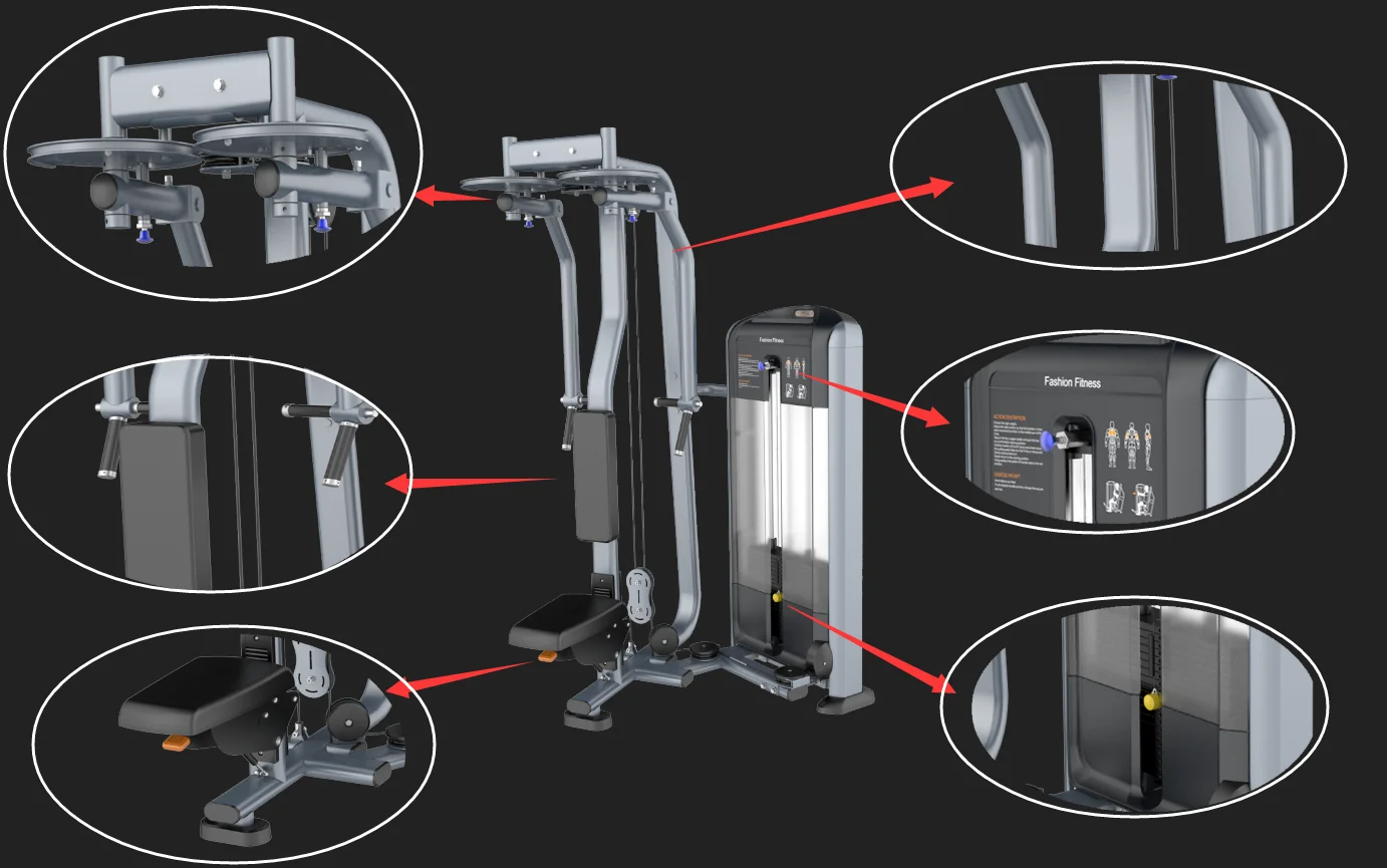 Minolta Fitness Factory Quality Fitness Machine Oval Tube Style Commercial Gym Equipment Rear Delt/Pec Fly