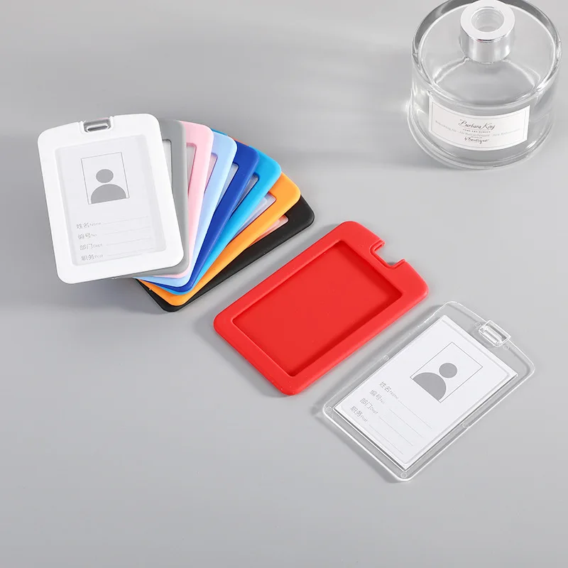 Wholesale Durable Soft Silicone Working ID Badge Card Holder Custom Logo Name Badge Holder
