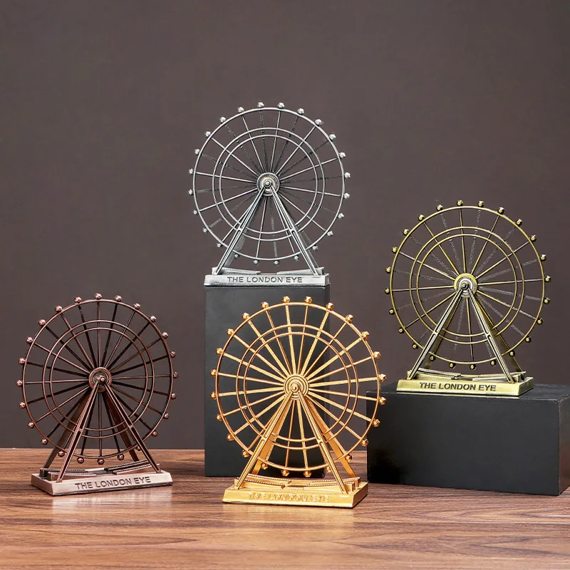 Nordic Ornaments rotatable ferris wheel  Wheel Office Bar Shop Table Decoration Study Decor Iron Metal Birthday Gift