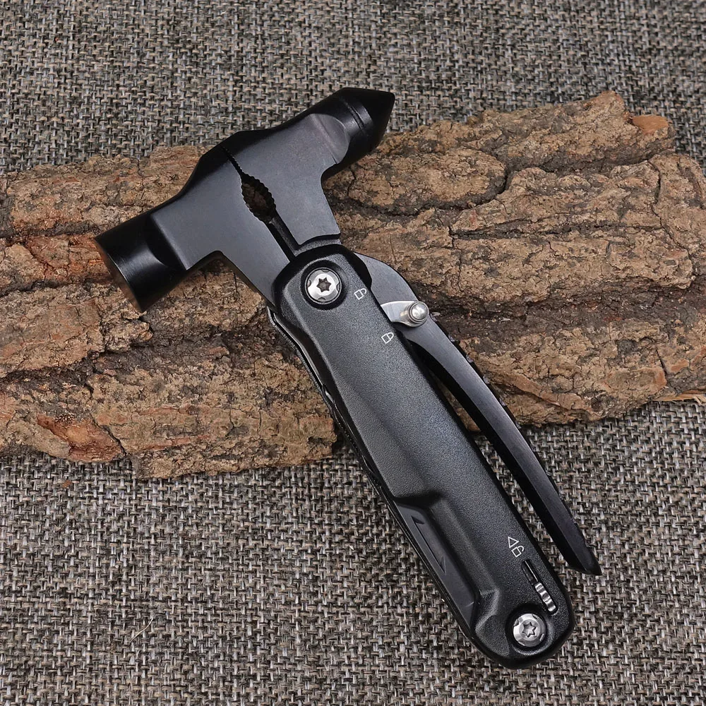 2023 Aluminum Handle Outdoor Multi-Purpose Pliers Wrench Hammer with Safety Lock and Pouch for Car Emergency