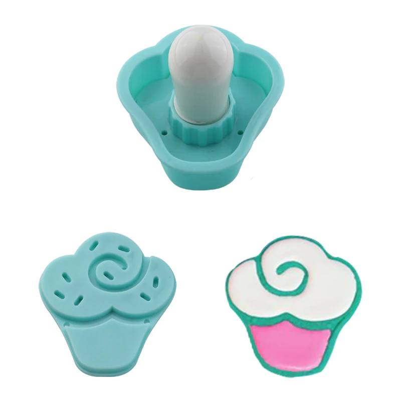 Plastic Biscuit Cookie Dough Cutter Stamp Mold Tool With Stencil Template Embosser Stamper Set