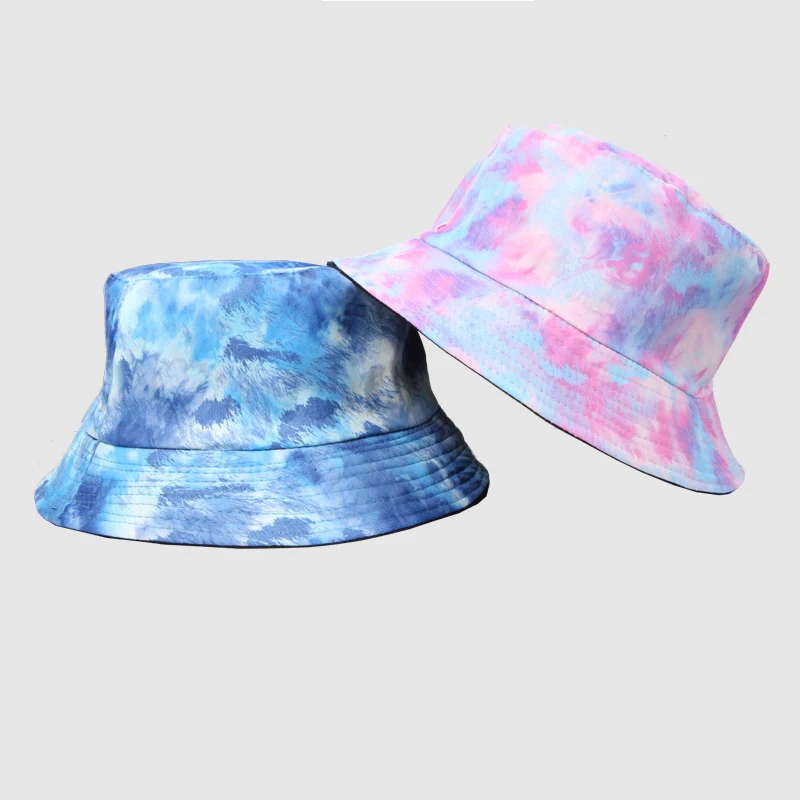 2024 New Man Woman adult bucket hat unisex dye tie reversible bucket cap hat outdoor traveling fish man hats