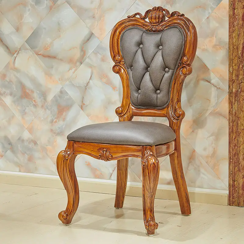 European style round marble dining table and chair set 8 seater solid wood carved dining table with rotating centre baroque