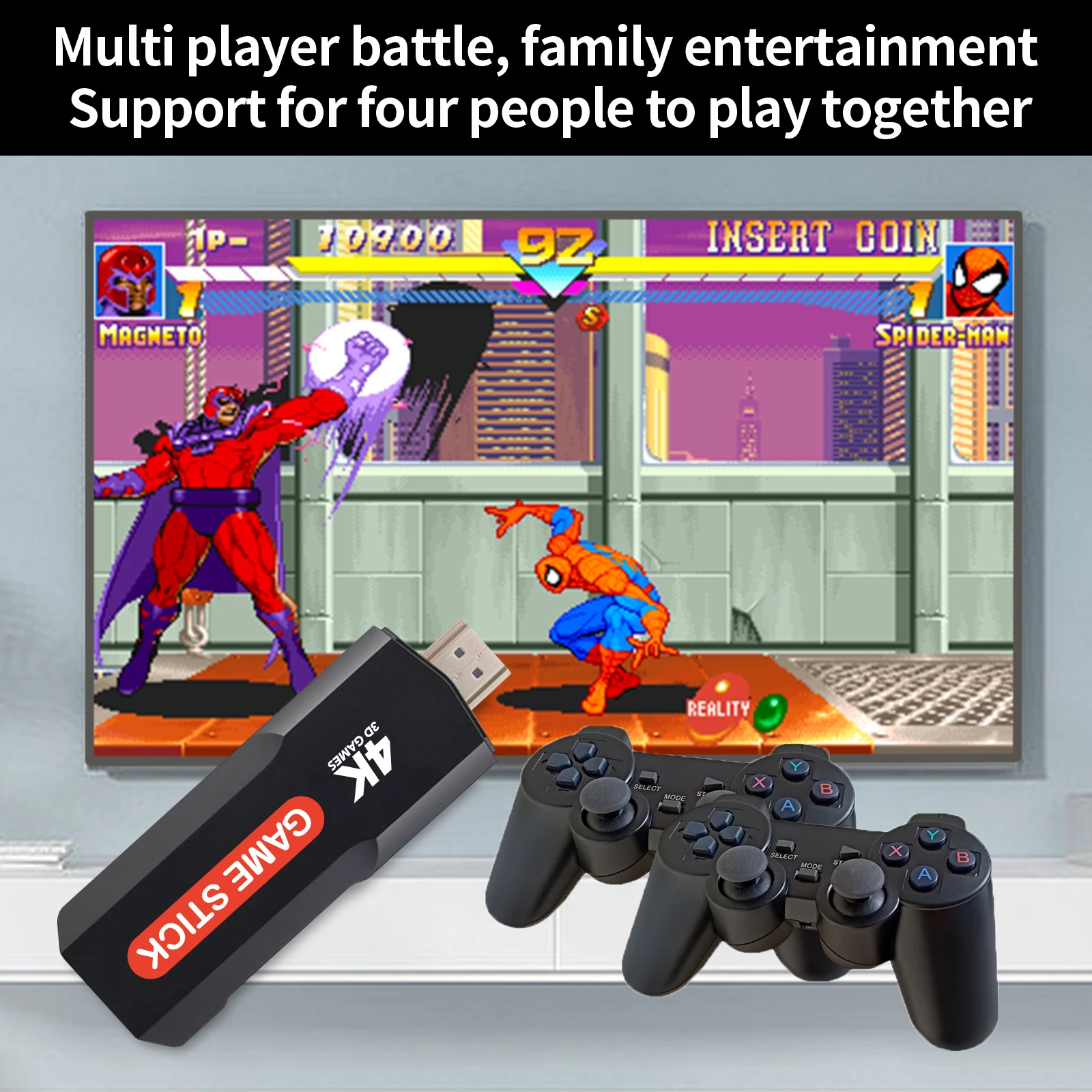 X2 Plus wholesale Q8 40000+ Classic Retro Games 64G 128G Game stick wireless controller emulator console for Super Gaming Stick