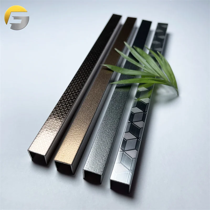 ZB0078 Factory Price Tile Accessory Embossed Finished Metal Stainless Steel Tile Trim Corner