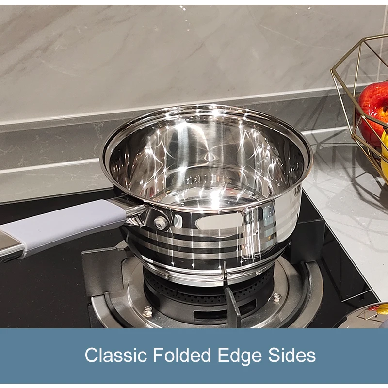 LFGB Stainless Steel 304 Non Stick Saucepan with Glass Lid Silicone Handles Cookware Set Pot