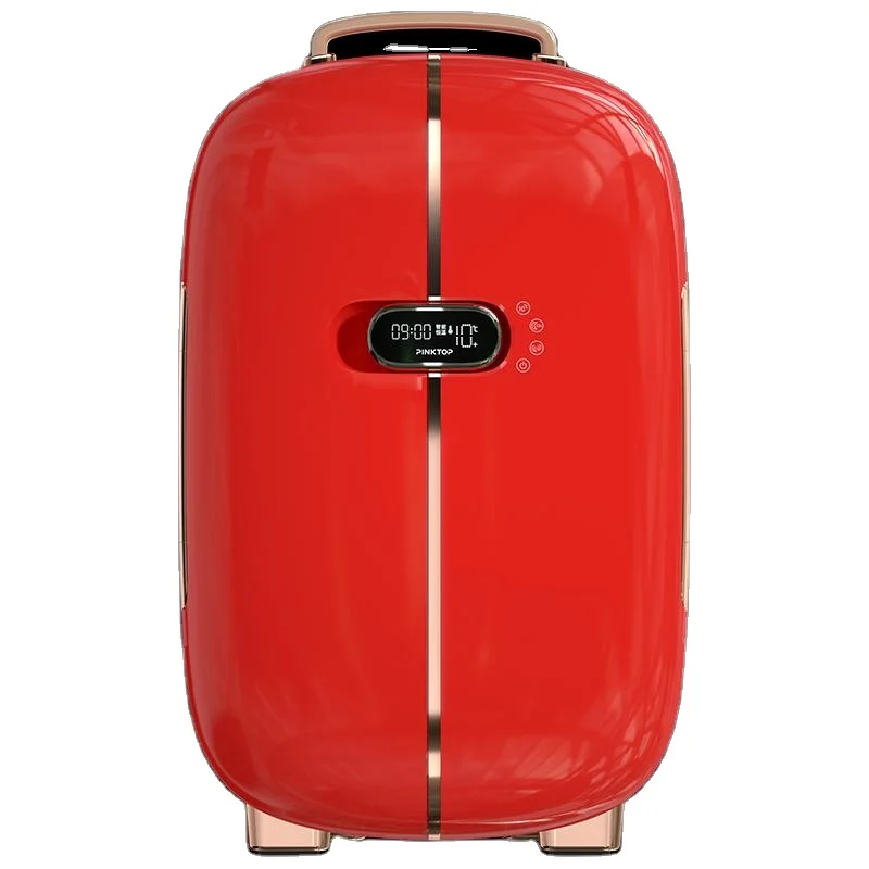 PINKTOP Own Design 12L Luxury Red Fridge with LED Display New Tech Air cooling Systerm Makeup Fridge