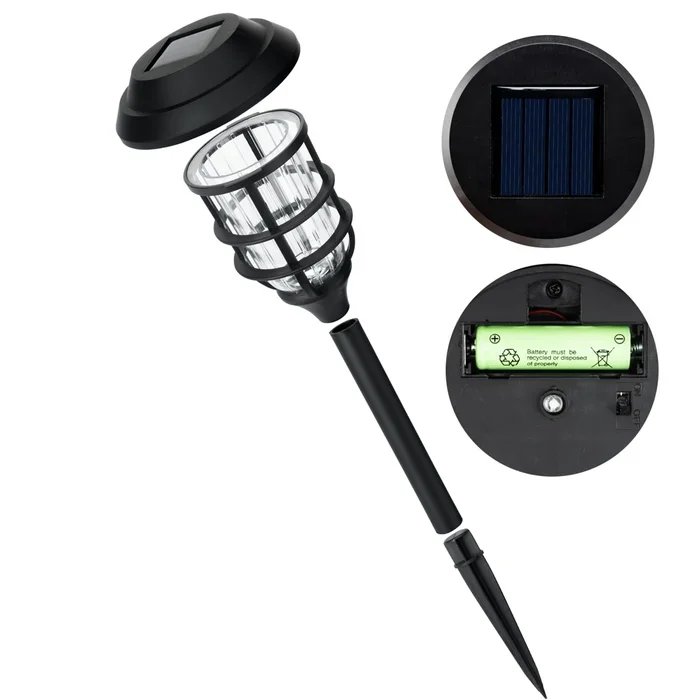 High Quality Set of 8 Classic Design Double Rings Lamp Black Waterproof Solar Powered Integrated LED Pathway Light