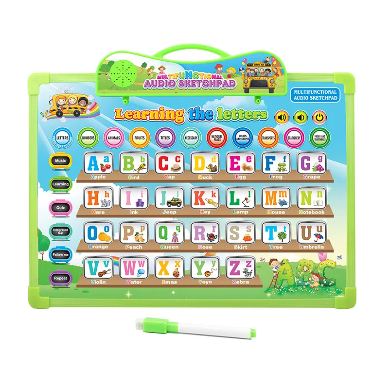 Hot Sale English Audio Learning Picture Poster Talking Drawing Board Alphabet Wall Chart Talking Board For Kids