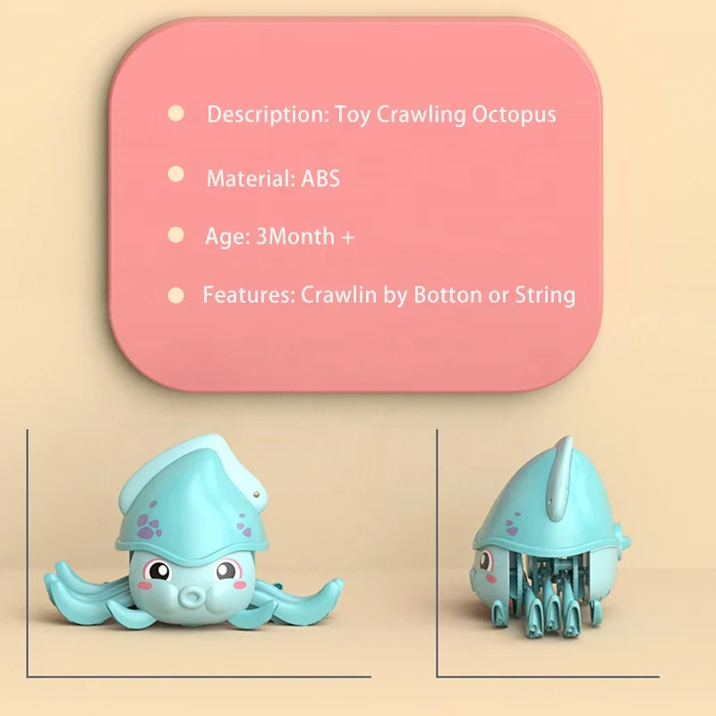 Novelty Classic Clockwork Toy Crawling Octopus Push or Pull waggle Along Walking Toy with String Pool Swimming Toys