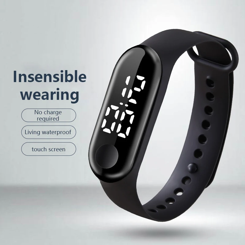 Promotional Gift LED Digital Watch, Casual Sport Electronic Wrist Watch Waterproof Electronic Watch Kids Swimming Touch Bracelet