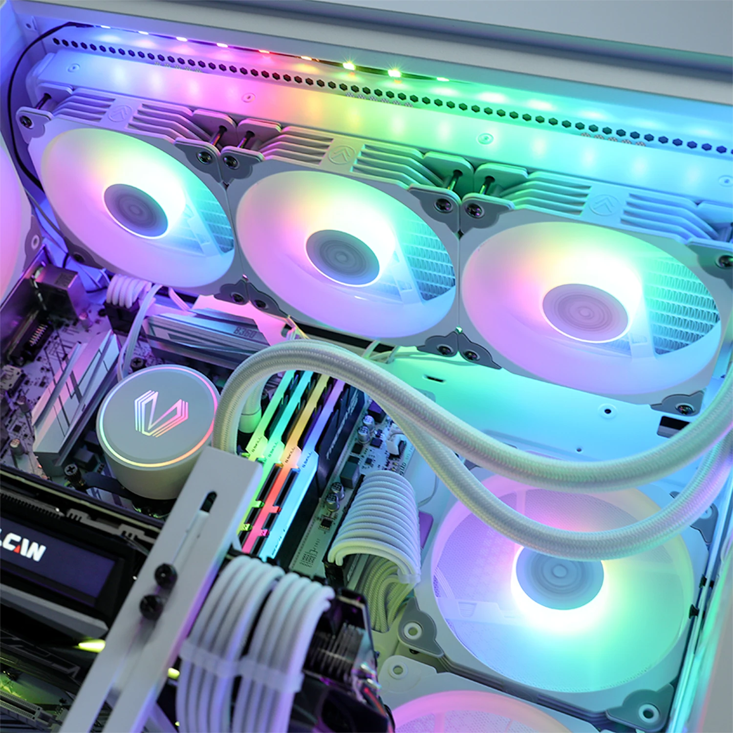 Белый 360 мм AMD/LGA1200 Ready 3X 120 PC ARGB материнская плата синхронизирующие вентиляторы водяной жидкий