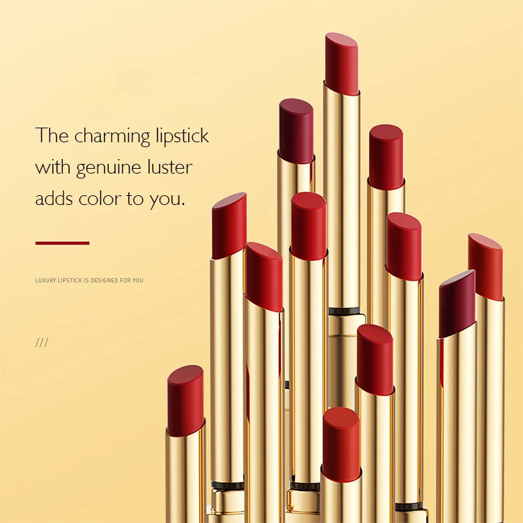 new high quality private label lipstick vegan custom logo gold thin tube lipstick