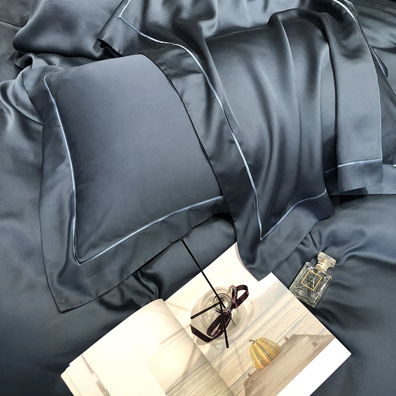 100% Lenzing тенсель постельное белье ткань темно-синий цвет 60s однотонная ткань тенсель