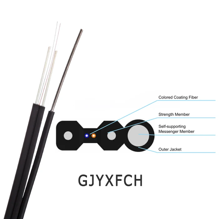 Self-supported Indoor Outdoor Optical Fiber Optic Cable Customized 1 2 4 Core G657A1 Fibre Drop Cable FTTH Communication Cables