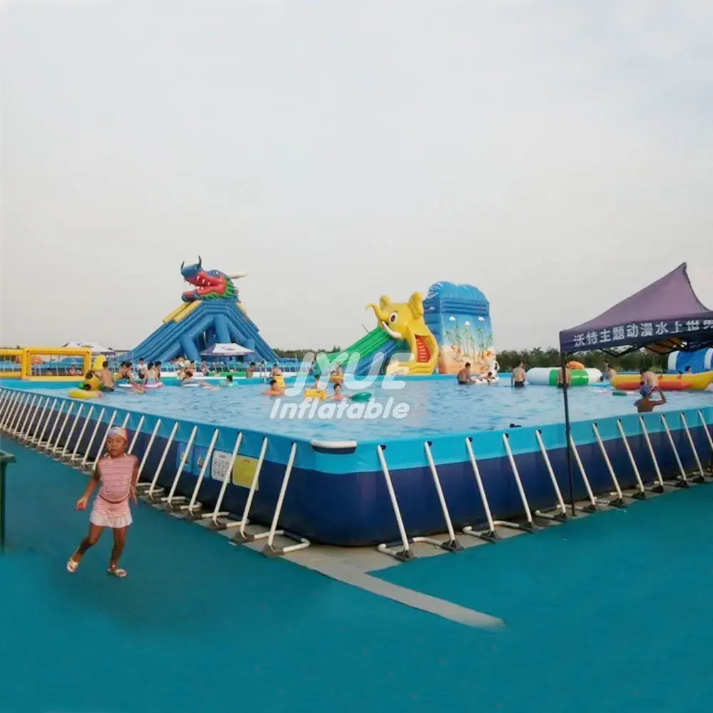 Outdoor Portable PVC Inflatable Metal Frame Swimming Pool With Support Accessories