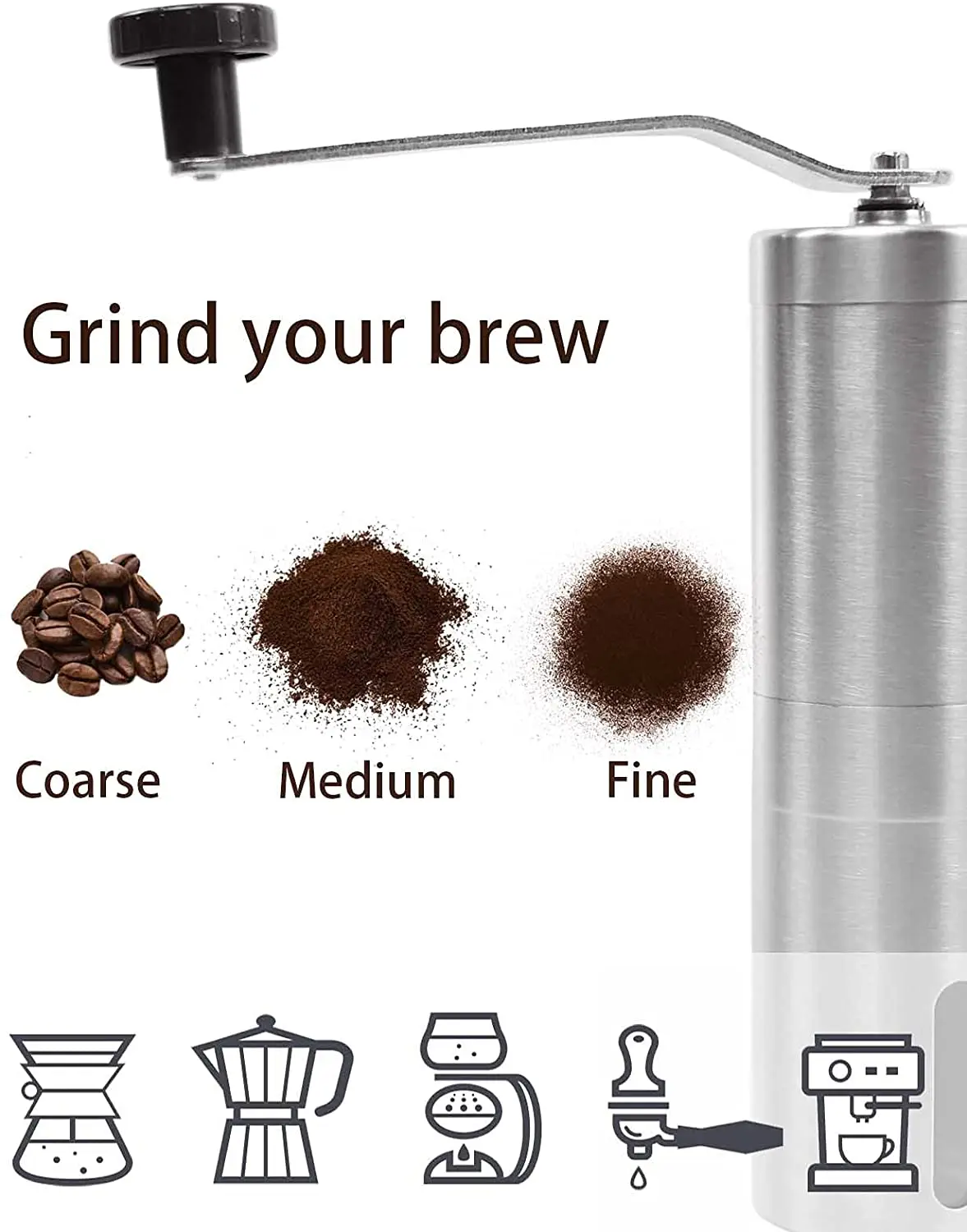  Portable Coffee Bean manual grinder stainless steel conical adjustable burr bean mill Burr Espresso with