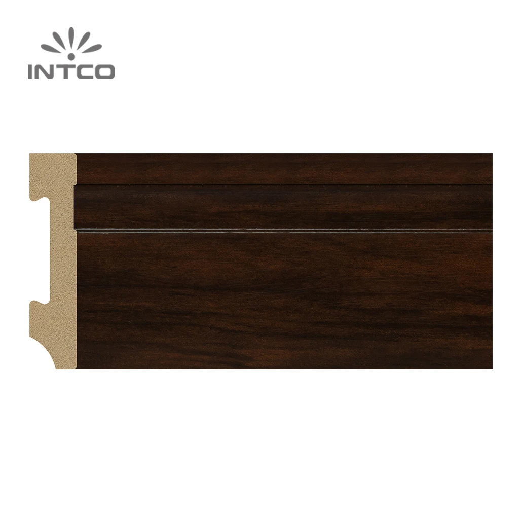 INTCO Hot Selling Quick Install Waterproof Plastic Wood-color Skirting Moulding Flooring Baseboard