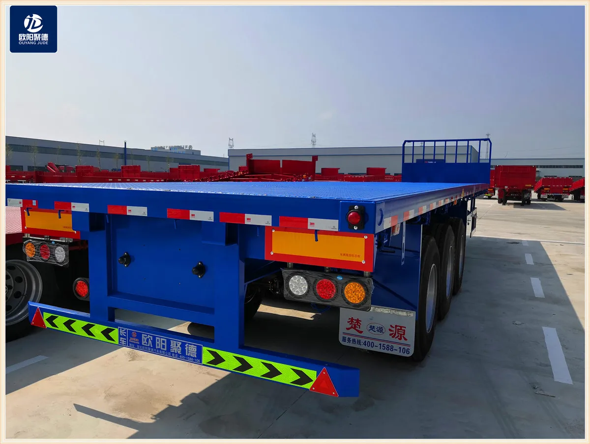 OYJD Trailers arrival sky blue  flatbed semitrailer use containers fertilizer cement grain transport with 8 twist locks for sale