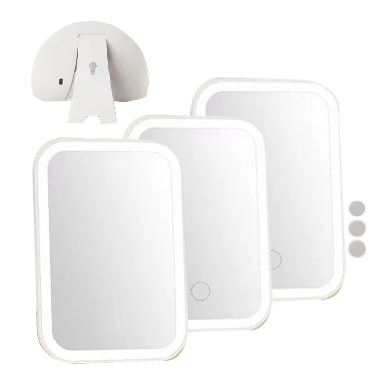 Standing Led USB Rechargeable Smart Desktop Tabletop Small Square Cosmetic Vanity Makeup Mirror With Led Light