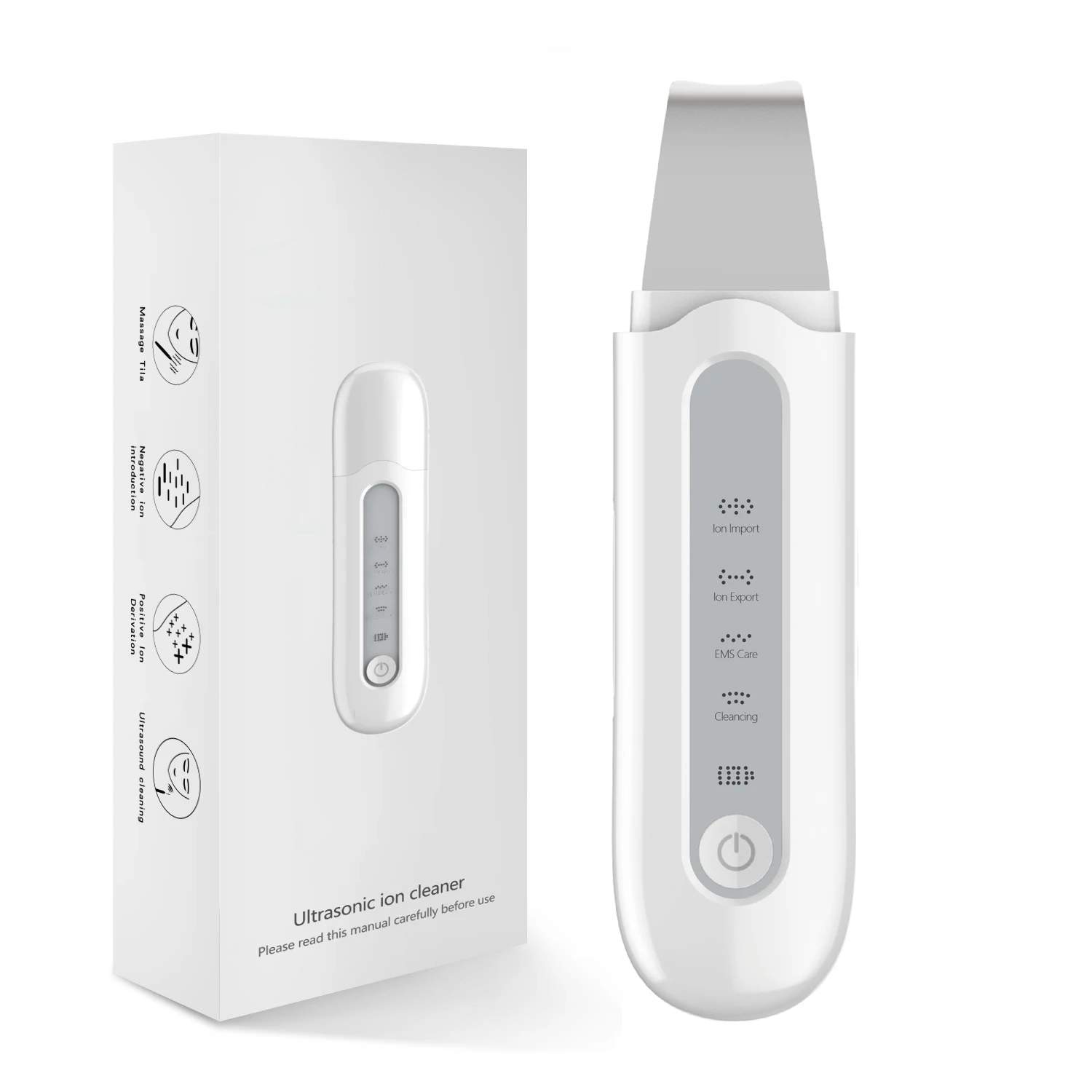  Ultrasonic Ion Beauty Tool Facial Skin Scrubber USB Rechargeable Deep Cleaner Face Lifting