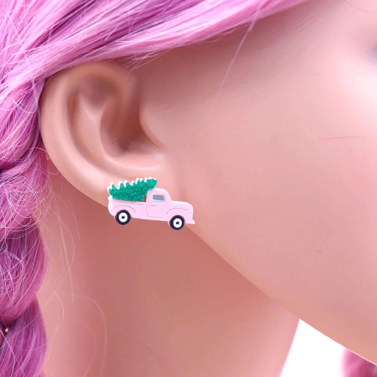 ERS372ER1606  1Pair New product CN Stud earring For women Christmas car cute Acrylic Jewelry