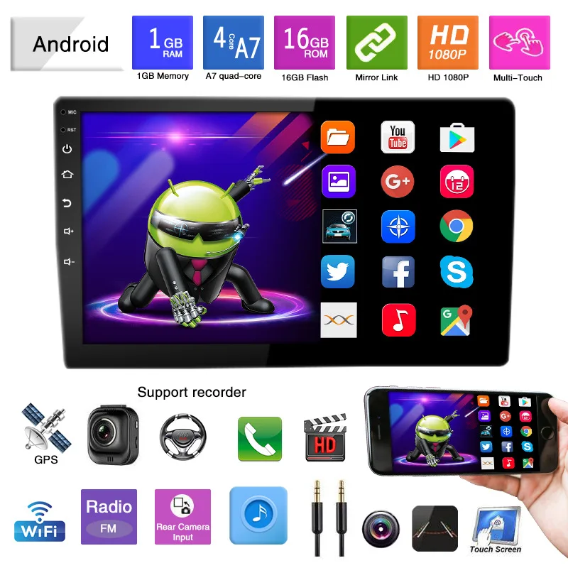 Сенсорный экран 7/9/10 дюймов android автомобильный радиоприемник QLED/IPS 1280*720 2 + 32 ГБ стерео универсальный Gps аудио плеер 2DIN мультимедийный