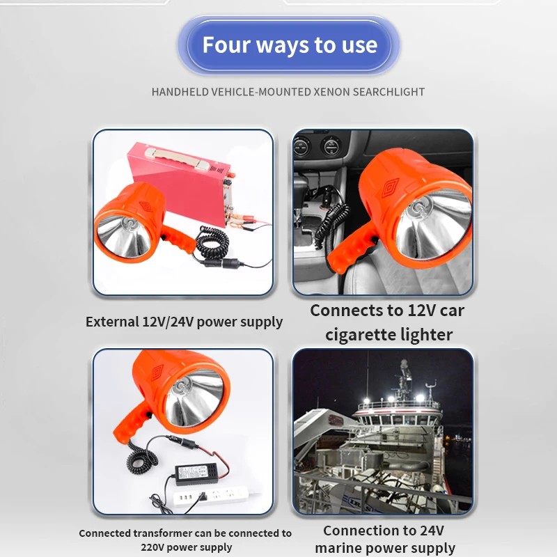 High quality 55W strong light outdoor HID handheld external 12V/24V searchlight