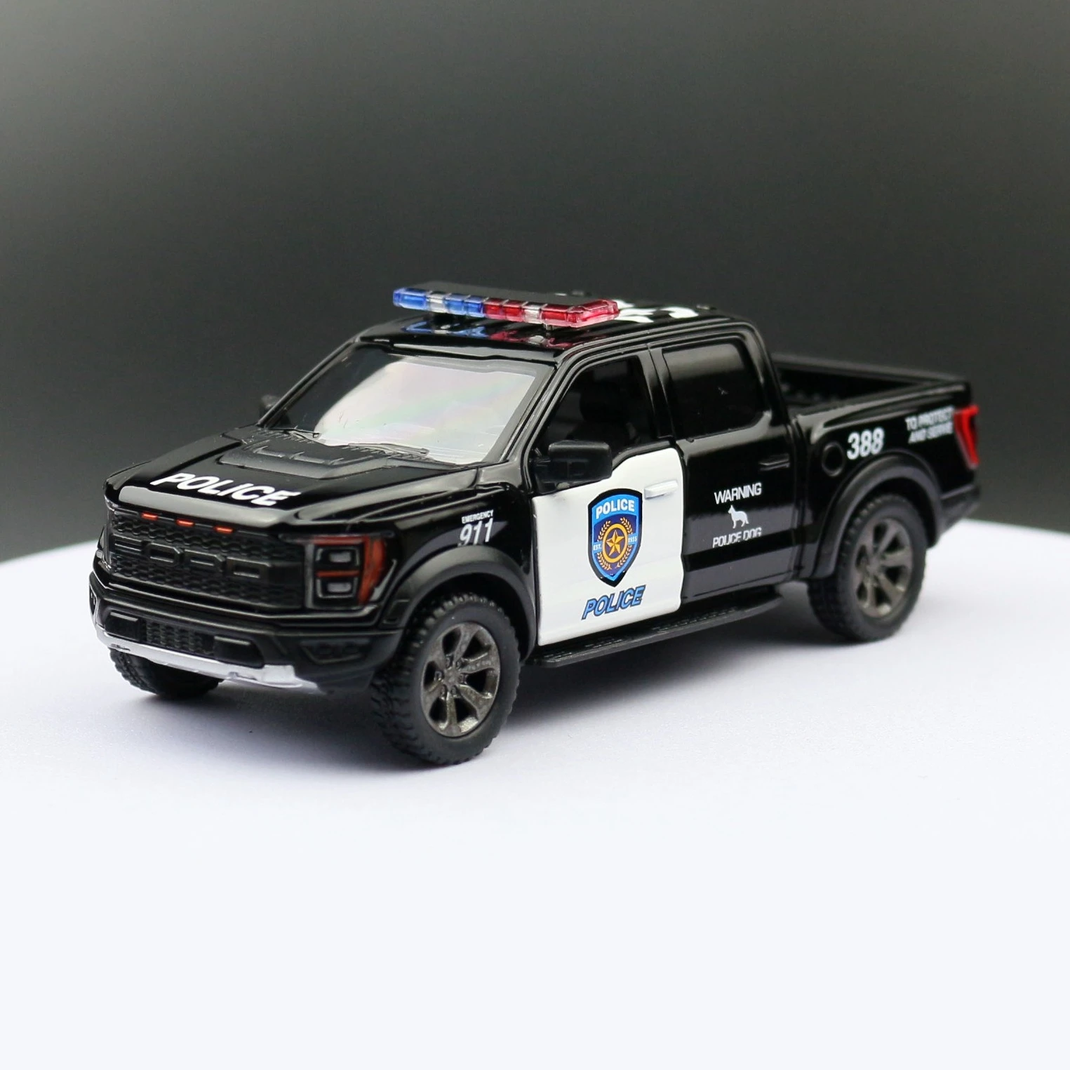 KiNSMART модель игрушечного автомобиля 1:46 2022 Ford F-150 Raptor полицейский грузовик Литой миниатюрный автомобиль коллекционное подарок для детей мальчиков