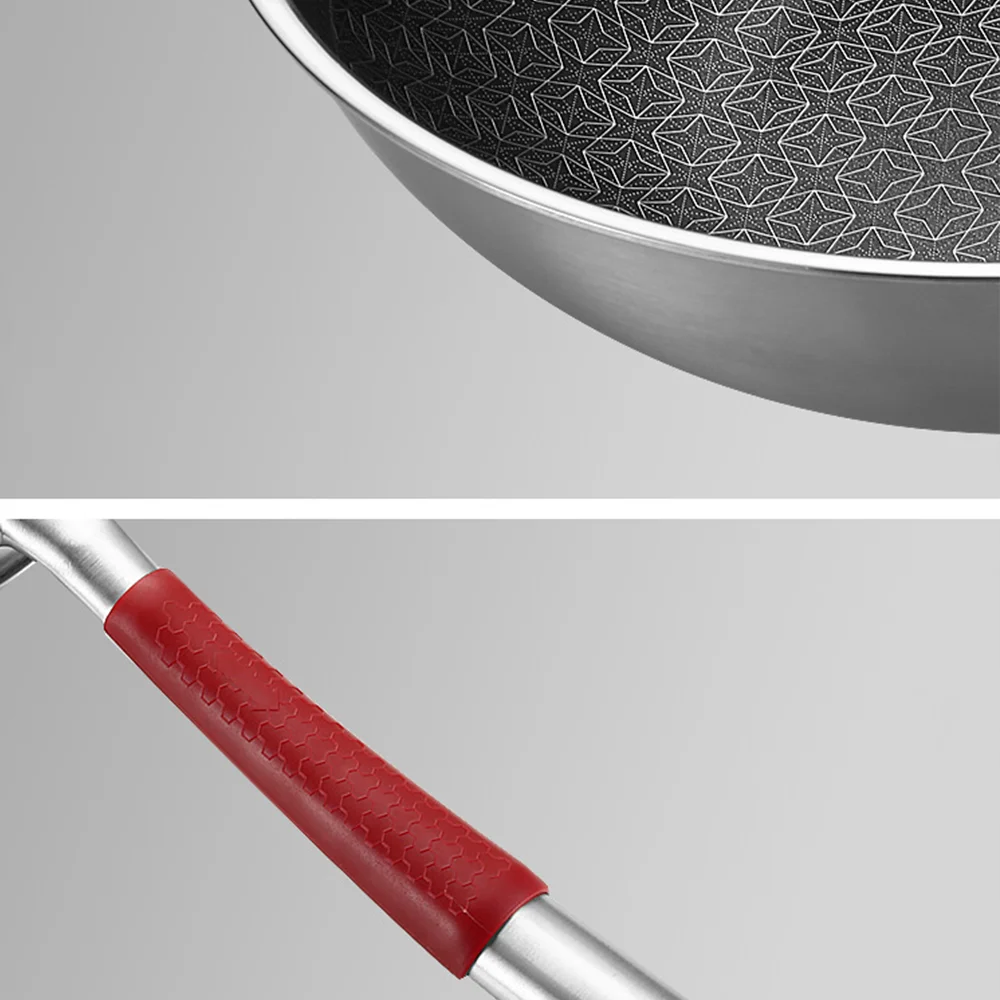 316 Stainless Steel Non Stick Cooking Wok Frying Pan Works with Induction Ceramic Electric and Gas Cooktops PFOA Free Customize