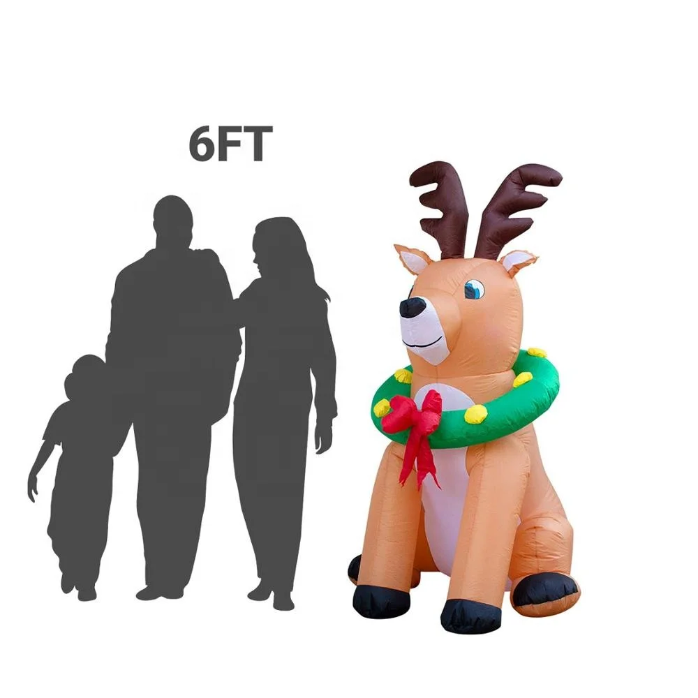 Custom Christmas outdoors decorated reindeer with garlands, including light bulbs, and a powerful built-in fan