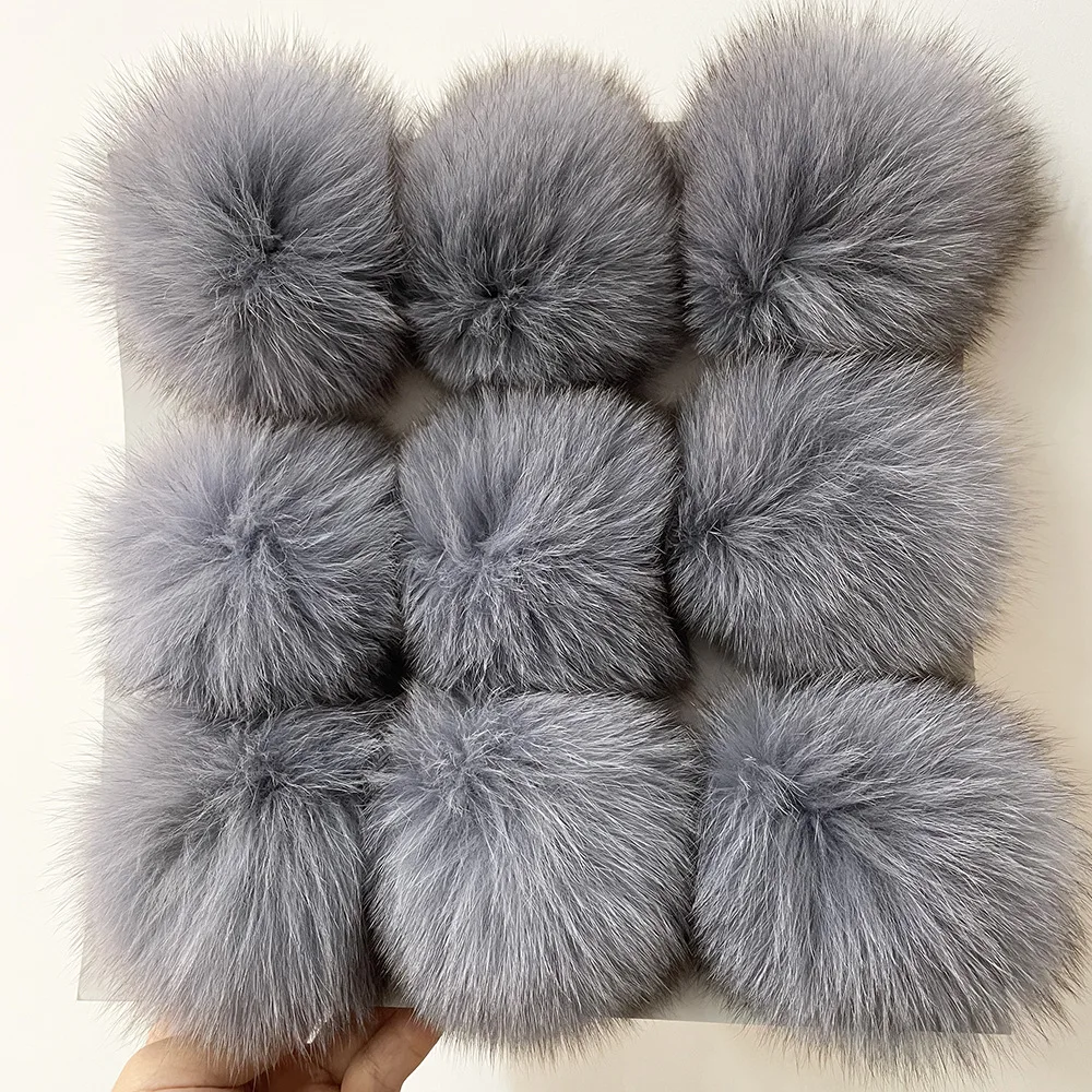 Пышные помпоны из натурального Лисьего меха с эластичным диаметром 8 см 12