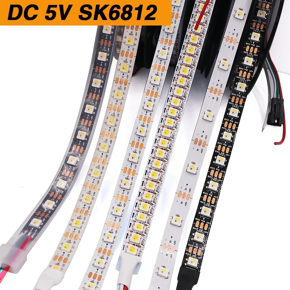 DC 5V SK6812 smart Led Strip RGBW  RGBNW 4 in 1 Similar WS2812B 30Leds/Pixels/m Individual Addressable IC Led Light