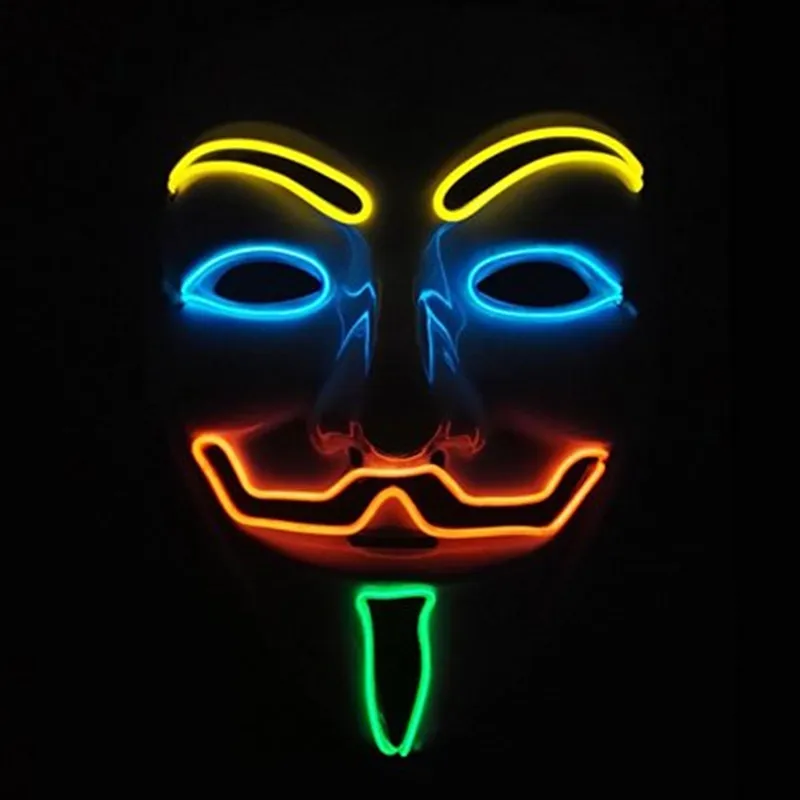 best seller Led Scary Neon El Wire Face Mask Glowing Purge Light Up  party Mask for Halloween