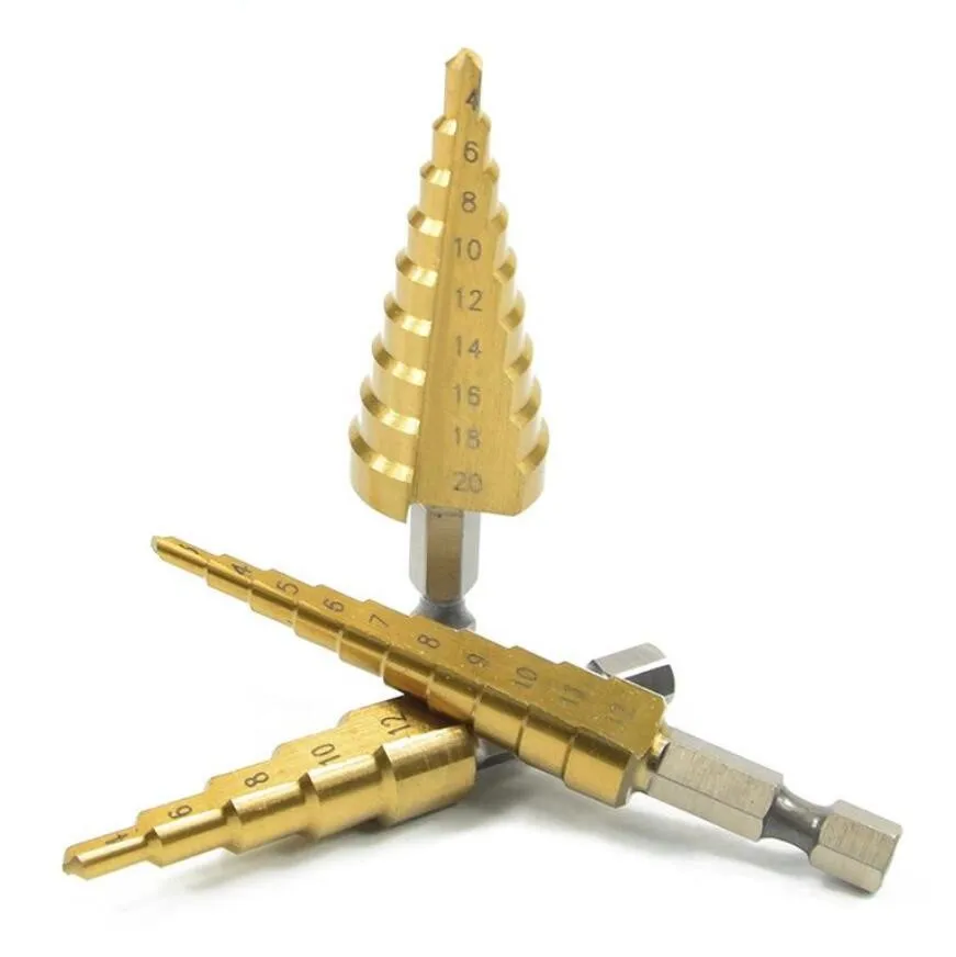 2022 Titanium Coating Double R Shank Spiral Flute HSS Step Drill Bits for Metal Tube Sheet Drilling