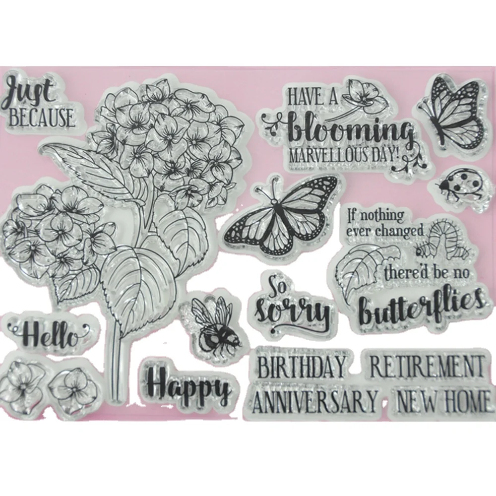Flower design pp embossing folder stencil and clear stamp set for DIY making card